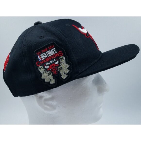 Chicago Bulls Six Time NBA Finals Champions Pro Standard Black Snapback Hat Cap - Picture 7 of 16
